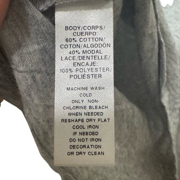 LOFT Gray Sleeveless Top Lace Flutter Sleeve Womens Medium Summer Minimalist - Picture 5 of 6